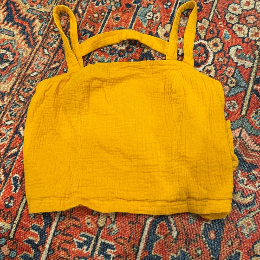 Anthropologie yellow tie back top